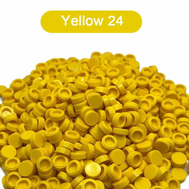 300PCS Yellow Color Round Tile 1x1 98138 Building Block Part Brick For Kid Pixel Art Remix Painting Gift Children DIY Toy