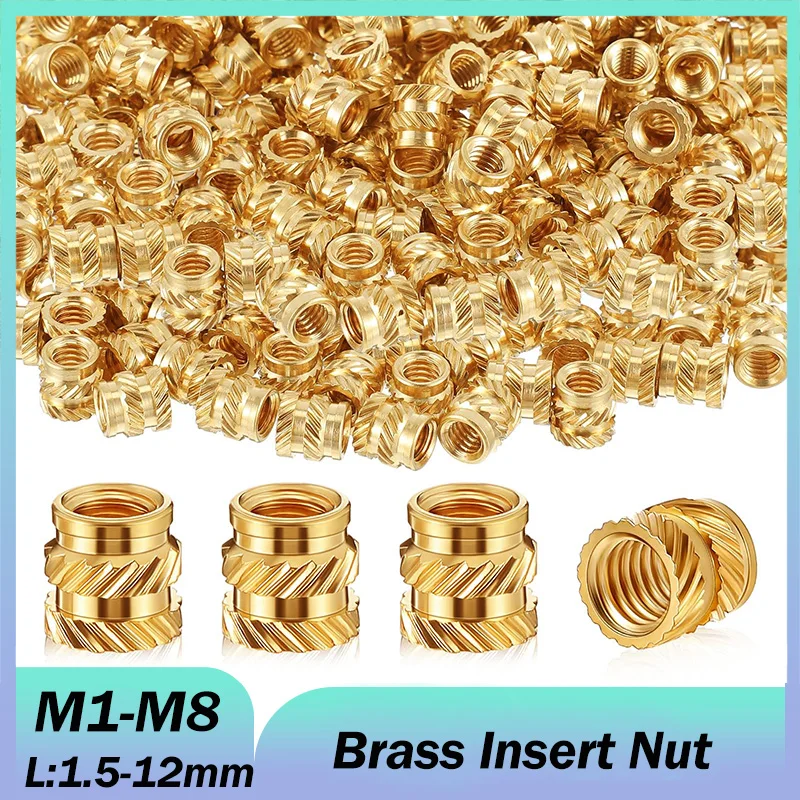 M1 M1.4 M1.6 M1.7~M8 Brass Insert Nut Hot Melt Heat Knurled Embed Injection Copper Insertnut 3D Print Plastic Board Nuts Inserts