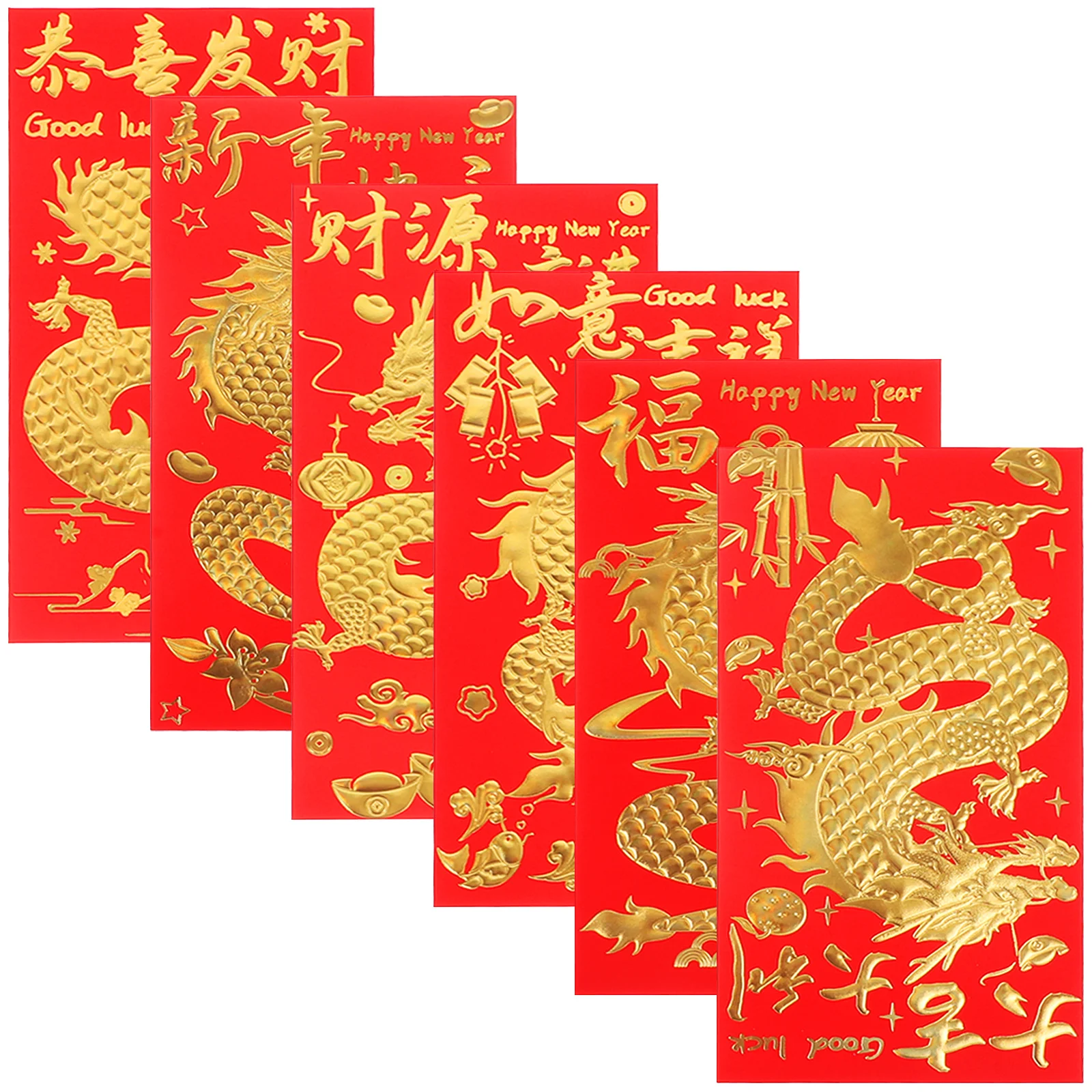 

30Pcs Chinese Red Envelopes Traditional Paper Money Pockets Year of Dragon Festive Gift for Lunar New Year Blessings Decorative