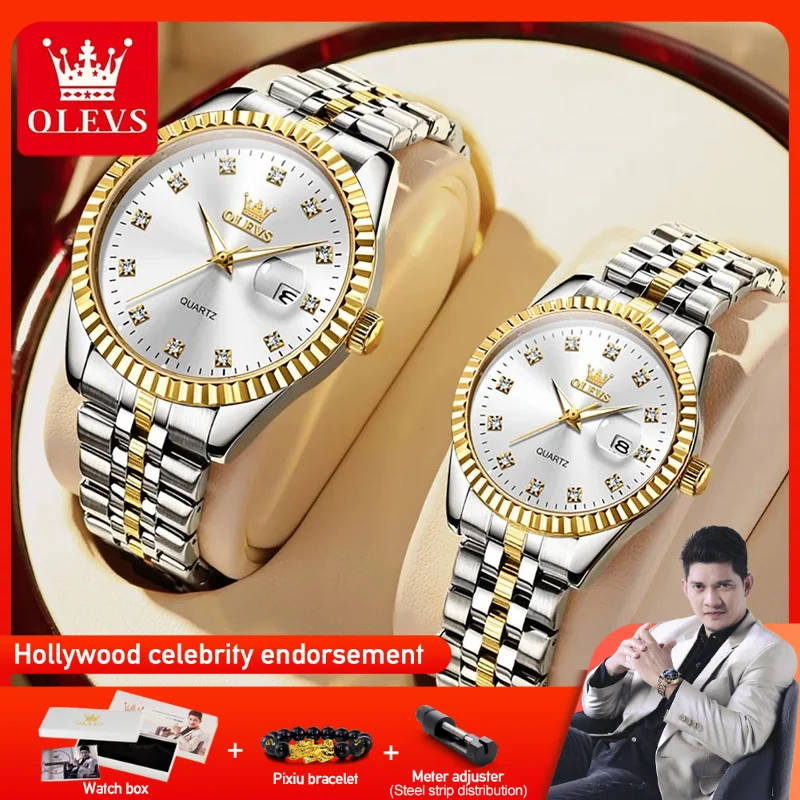 OLEVS 5526 Couple Watch Luxury Original Fashion Brand Waterproof Luminous Quartz Watch Man And Woman Watches Single Calendar