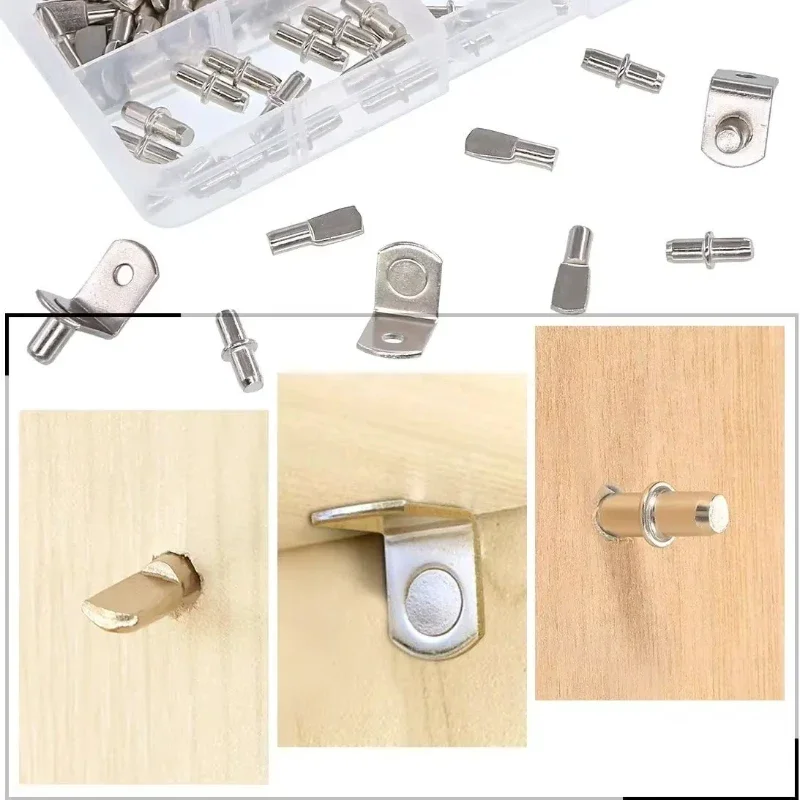 110pcs Shelf Pegs Support Nickel Plated Shelf Brackets Pins Fixed Cabinet Bookcase Wall Mount Holder Home Hardware