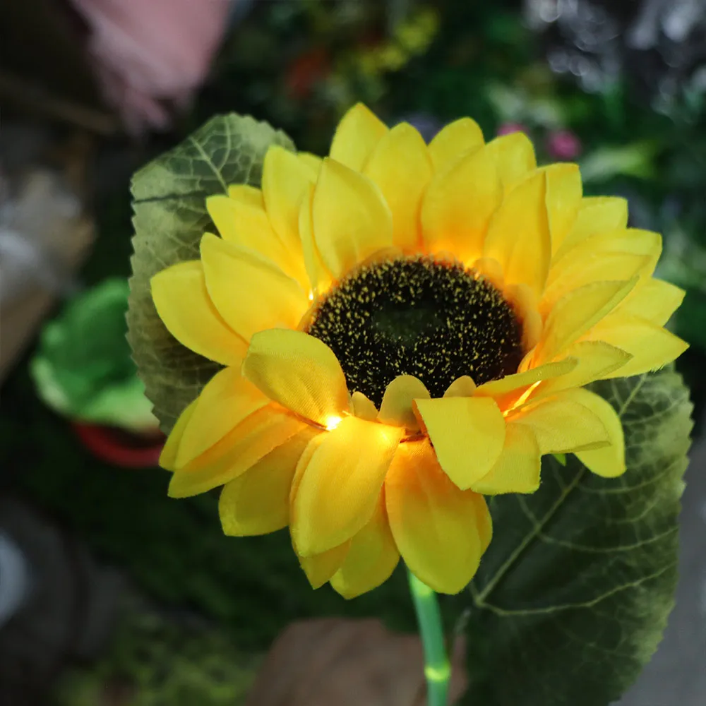 1/3 Head LED Solar Sunflower Lights Artificial Waterproof Landscape Lamp Simulation Creative Atmosphere Lamp Bedroom Room