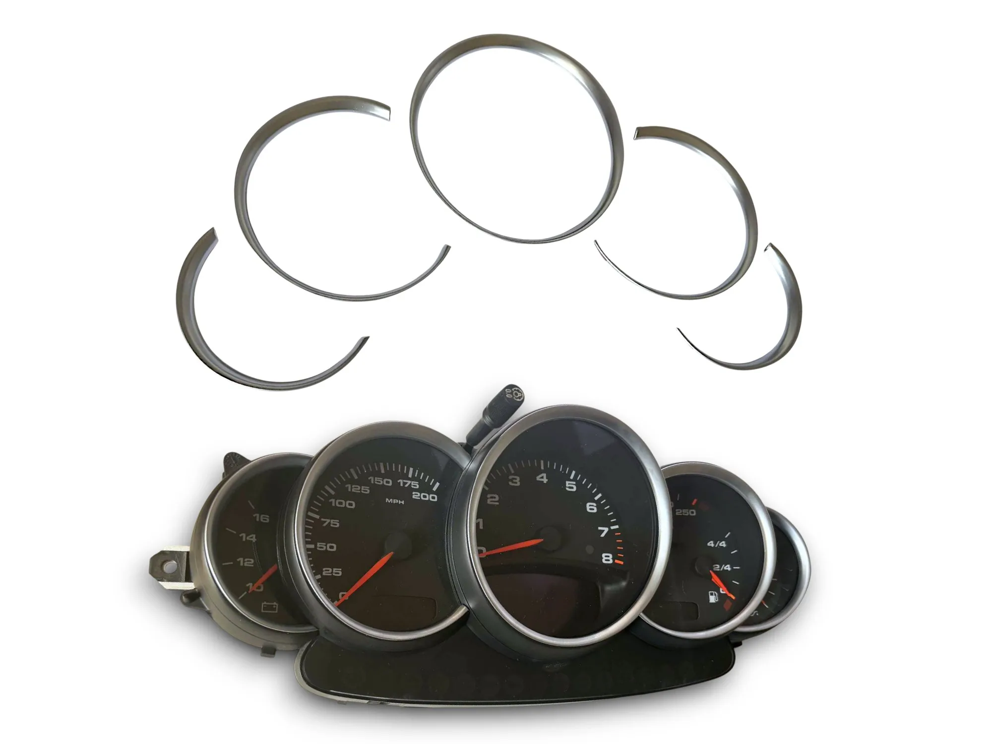 1 Set Matt Chrome Dashboard Dial Gauge Rings Bezel Trim for Porsche 911 996 S Turbo Targa