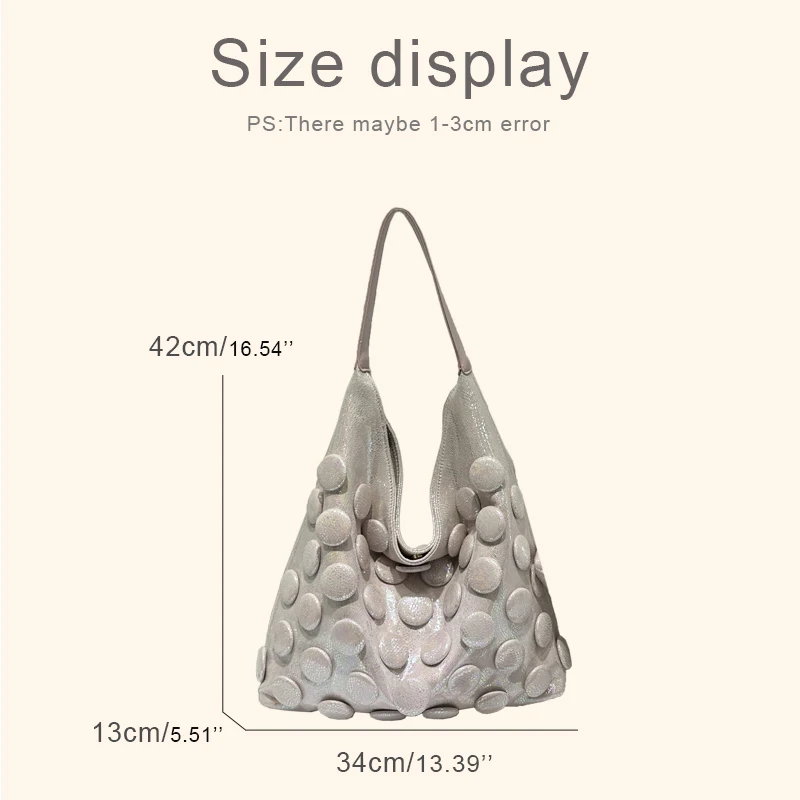 Korean Tote Bags For Women Luxury Designer Handbag Purses 2026 New In PU Inlaid Round Button With Inner Pocket Underarm Shoulder