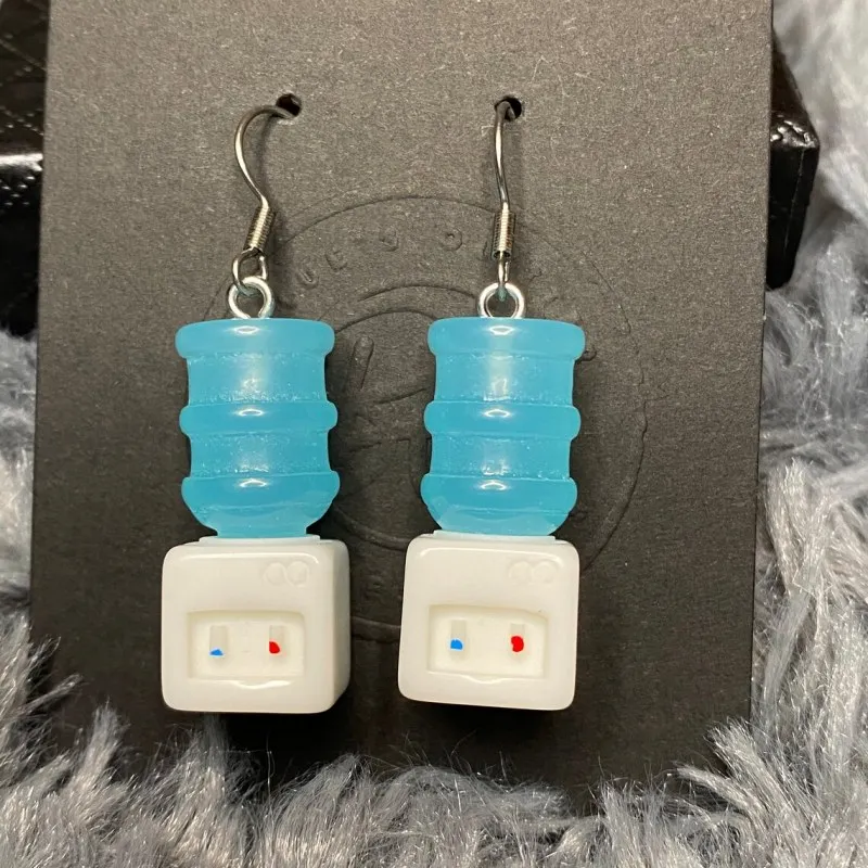 Funny Miniature Water Dispenser Resin Women's Earrings Handmade Creative Closestool Bathtub Pendant Jewelry Eardrop Gifts