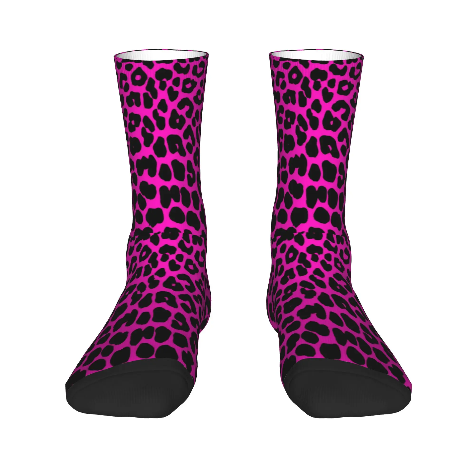 

Leopard Pattern Pink Mens Crew Socks Unisex Funny 3D Printed Dress Socks