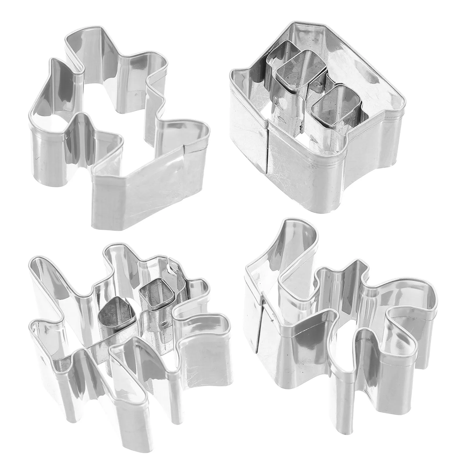 4Pcs Stainless Steel Chinese Word Cookie Cutters Shape Biscuit Molds Kitchen Baking Tools Dishwasher Safe