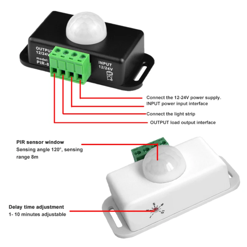 Mini Lampe Infrarouge pour le Corps Humain, avec Contrôleur, Faible Temps de Retard, Maison Intelligente, Veilleuse à Induction existent, Capteur PIR