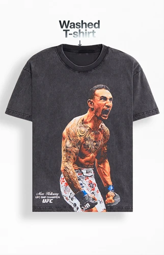 Camiseta lavada UFC Max Holloway BMF para mujer, camiseta Vintage Unisex de manga corta de gran tamaño con estampado de tatuaje de boxeo, camiseta para mujer 2026