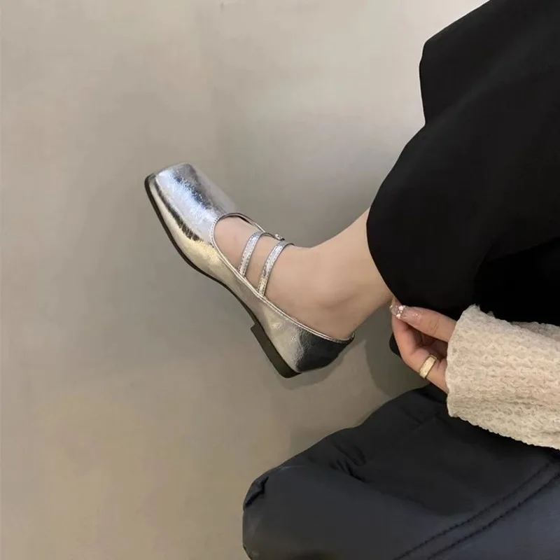 Women's Square Toes Mary Jane Flats Strappy Soft Sole Women's Vintage Everyday Casual Ballet Shoes
