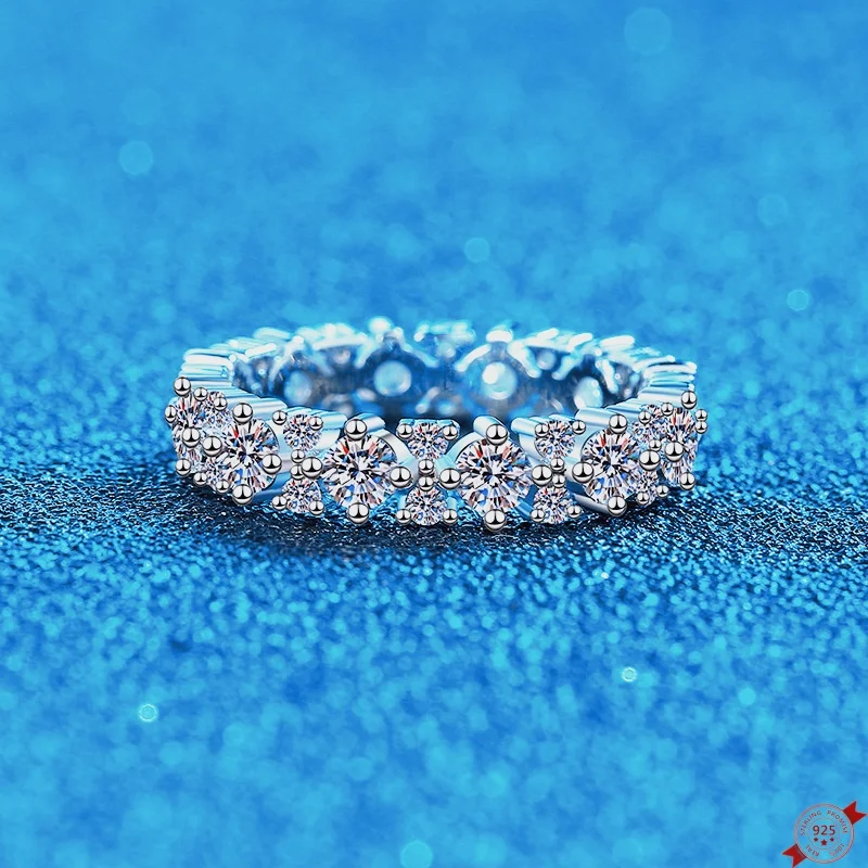 

1.56ct Moissanite S925 Silver Rings for Women Men Plated Platinum Hollow Wedding Diamond Band Lover's Gift Jewelry Wholesale