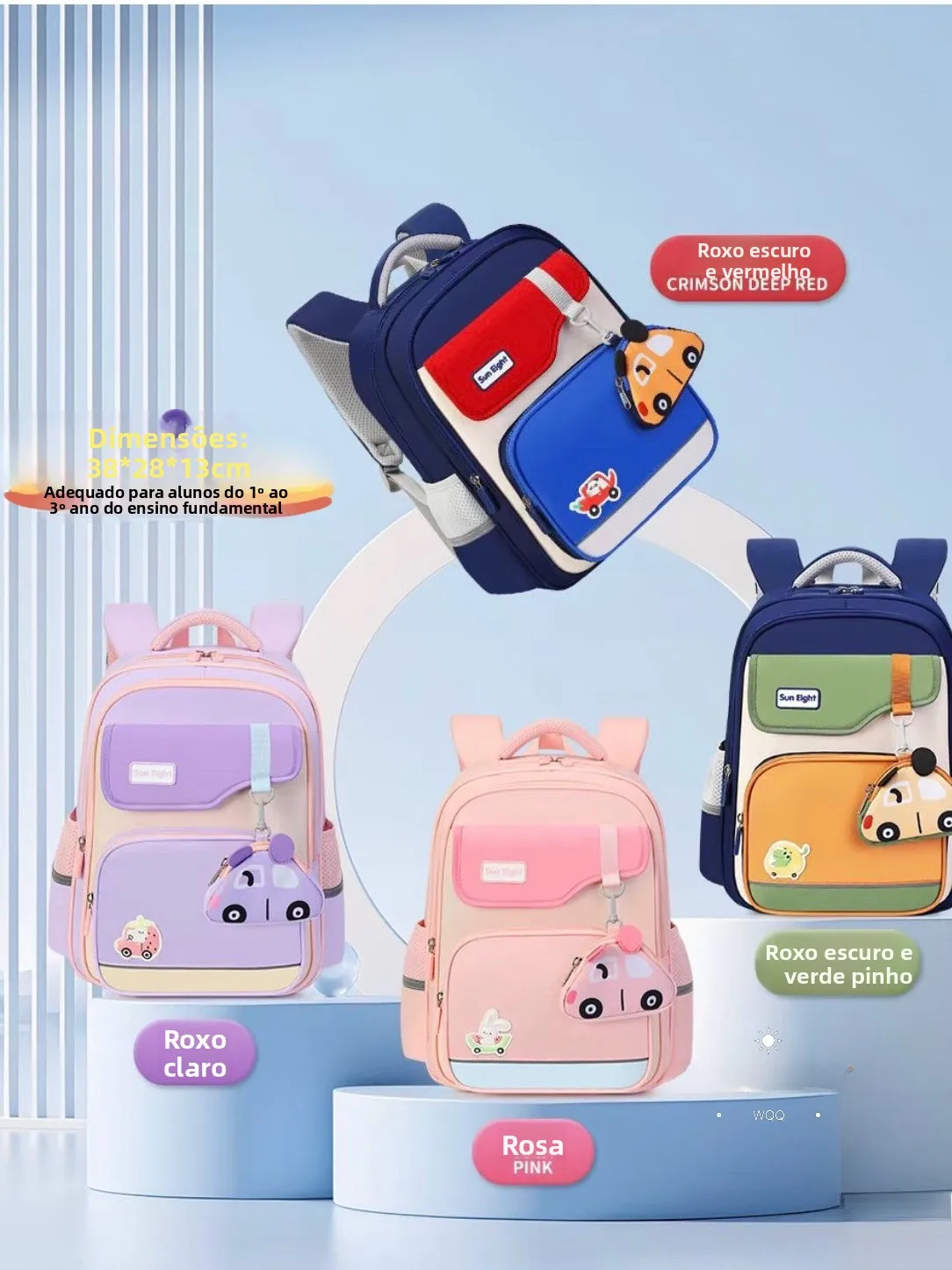 sunshine8-fun-elementary-school-backpack-grade-3-spine-protection-multi-layer-double-shoulder-bag-anti-sagging-school-bag