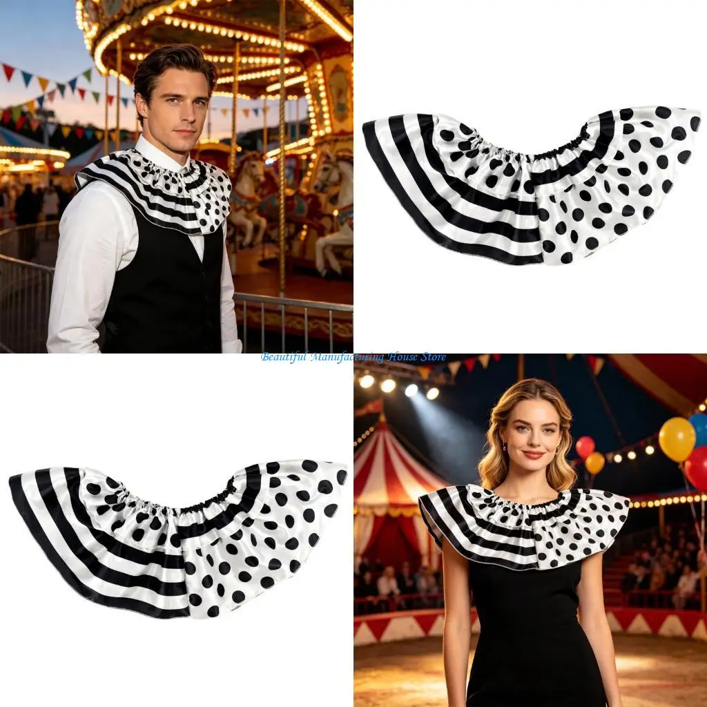 E56A Elastic Neckline Collar with Ruffled for Halloween Styling, Photo Booth Looks, and Stage Wear