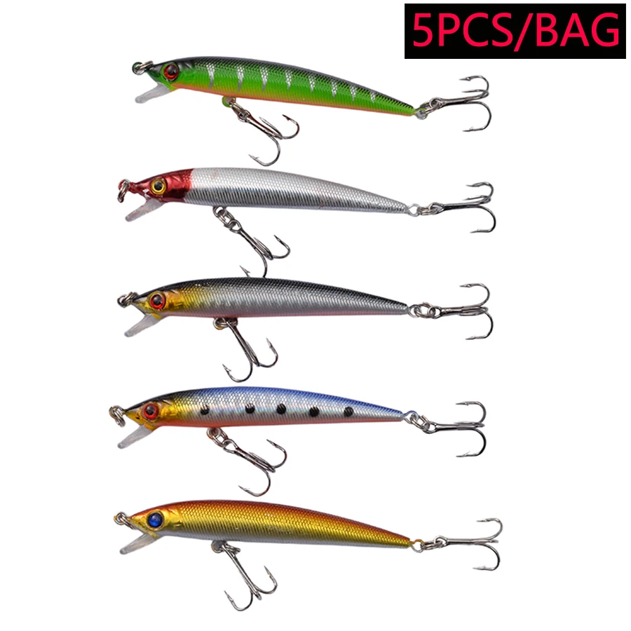 5 Stück Schwimmende Jerkbait Minnow Hardbaits Künstliche Wobbler für Barsch und Hecht Trolling Crankbait Angelköder Set Tackle Swimbait