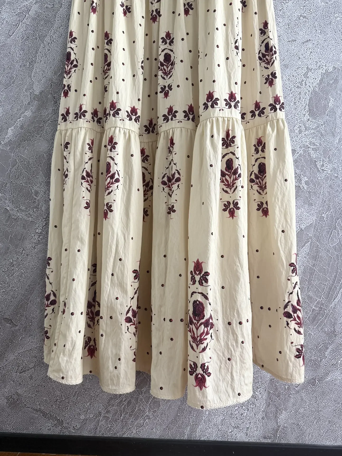 Robe longue en coton pour femmes, imprimé floral, écharpe, broderie de perles, col carré, taille haute, sans manches, vacances, nouvelle collection 2025