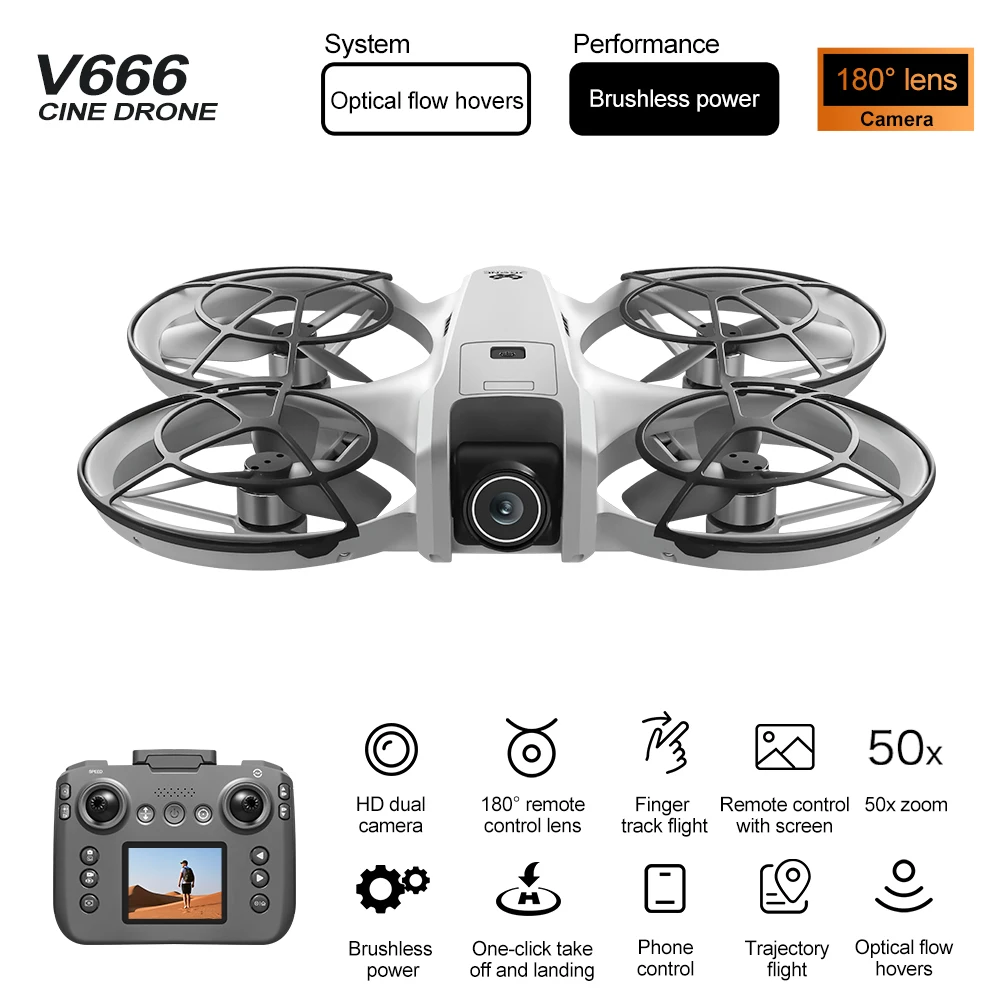 

V666 Drone with Screen Remote Control Hd Hd Camera Obstacle Automatic Avoidance 50X Shooting Drone