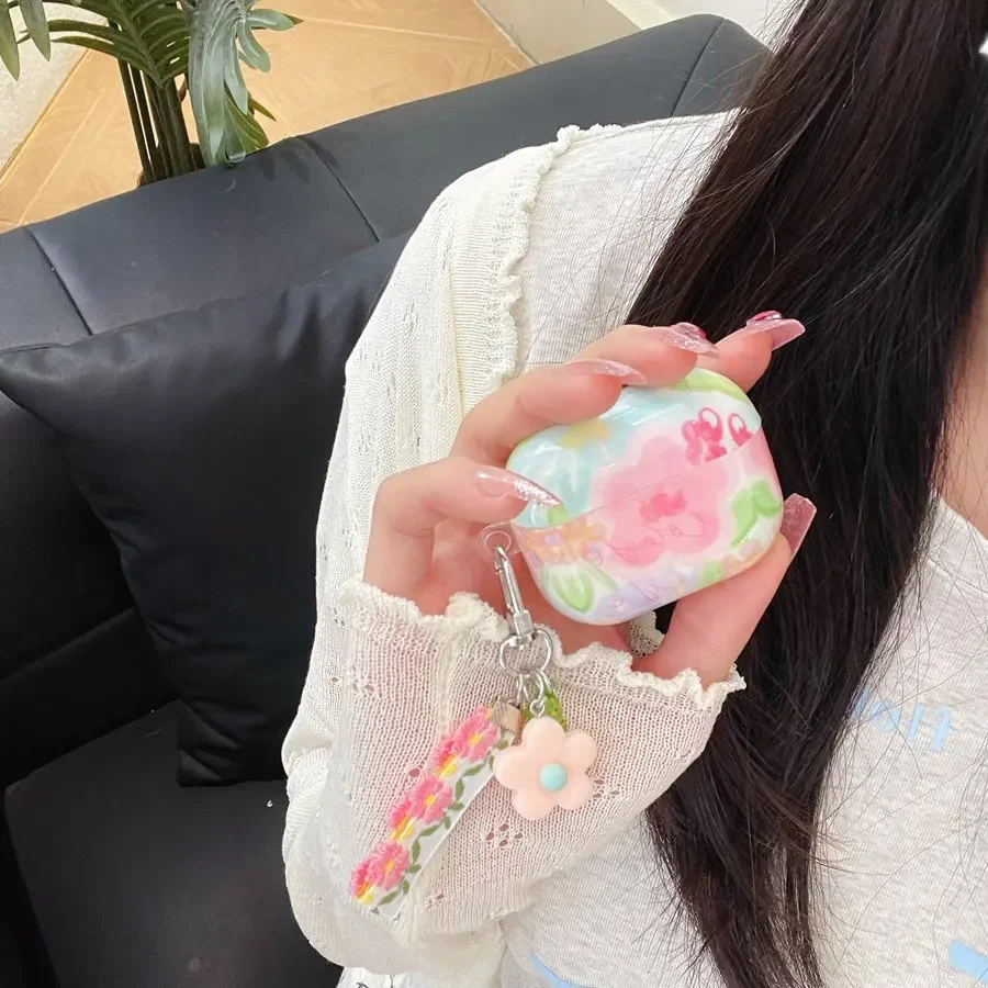 Apple Airpods 3, Airpod 2,イヤホン用のカラフルな花柄のシリコンケース