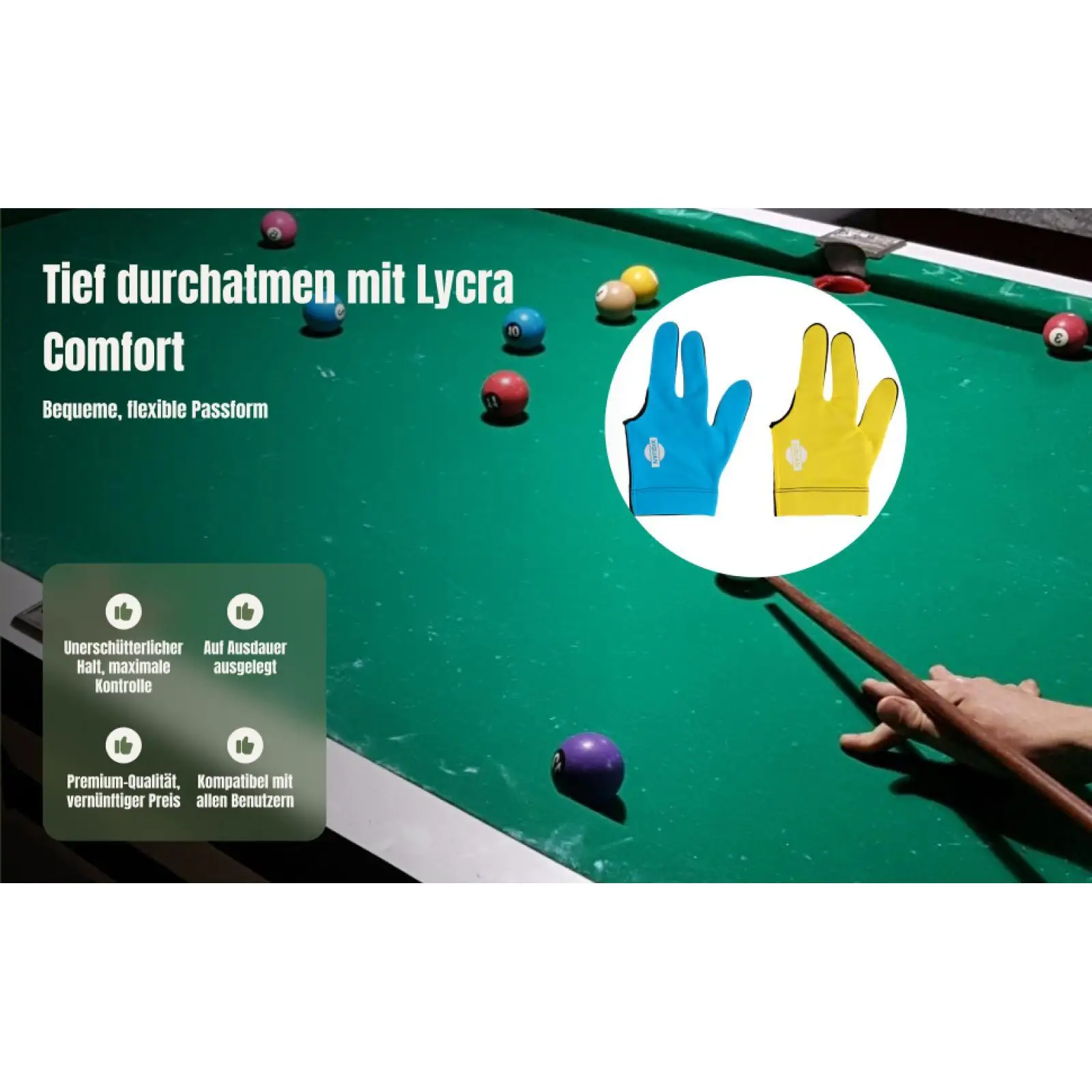 

1 шт., три пальца, бильярдный кий с полным пальцем, перчатки для снукера для левой руки, аксессуары для бильярда для снукера