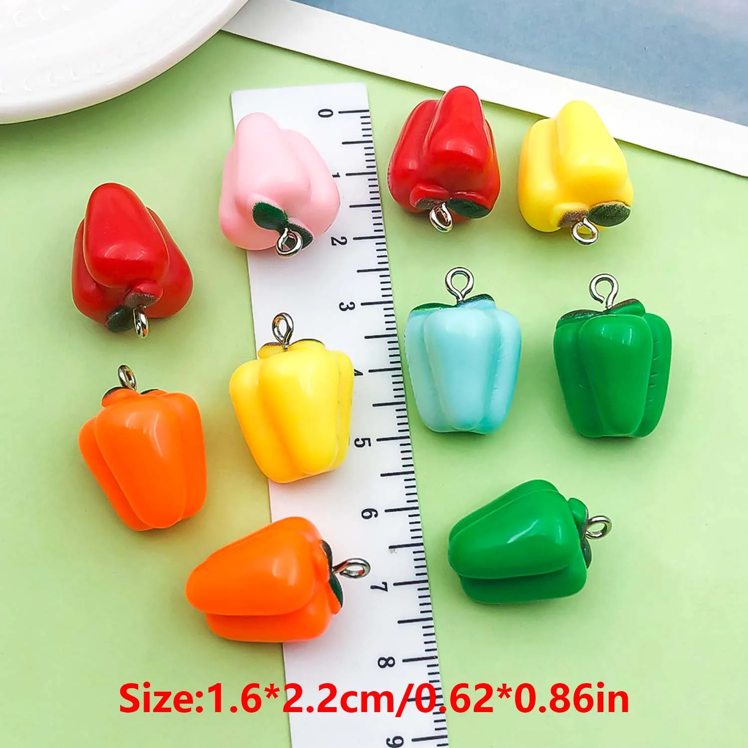 10pcs Colorful Bell Pepper Charms Resin 3D Vegetable Pendants for DIY Bracelets Necklaces Earrings Jewelry Making Accessories
