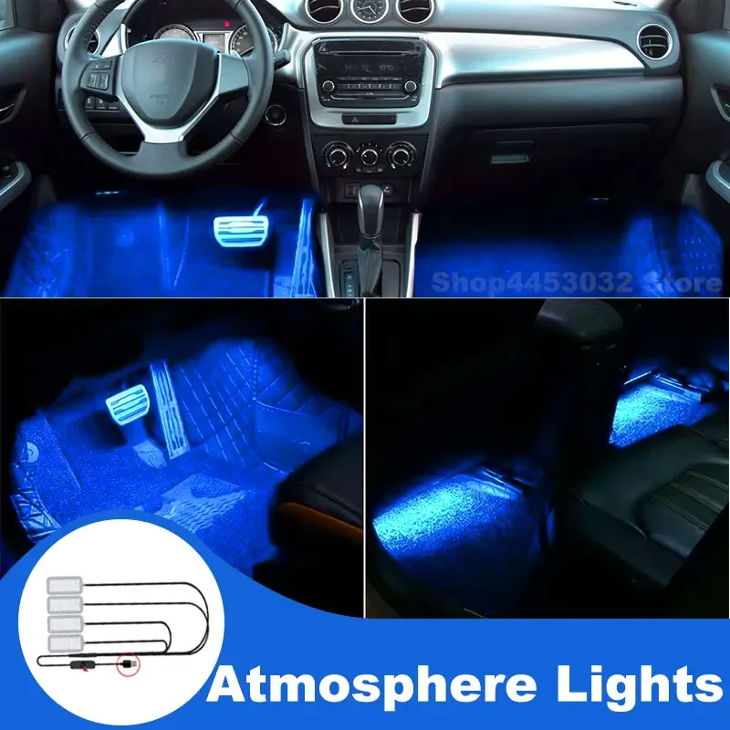 USB Interior Lights For Suzuki Jimny Swift Grand Vitara Ignis Alto Baleno SX4 Samurai S-Cross Led Foot Ambient Light Blue