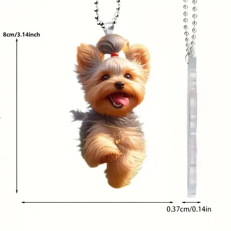 2D Yorkshire Terrier Pendant Cute Puppy Acrylic Keychain Versatile Charm For Car Mirrors Backpacks Home Festive Party Decor