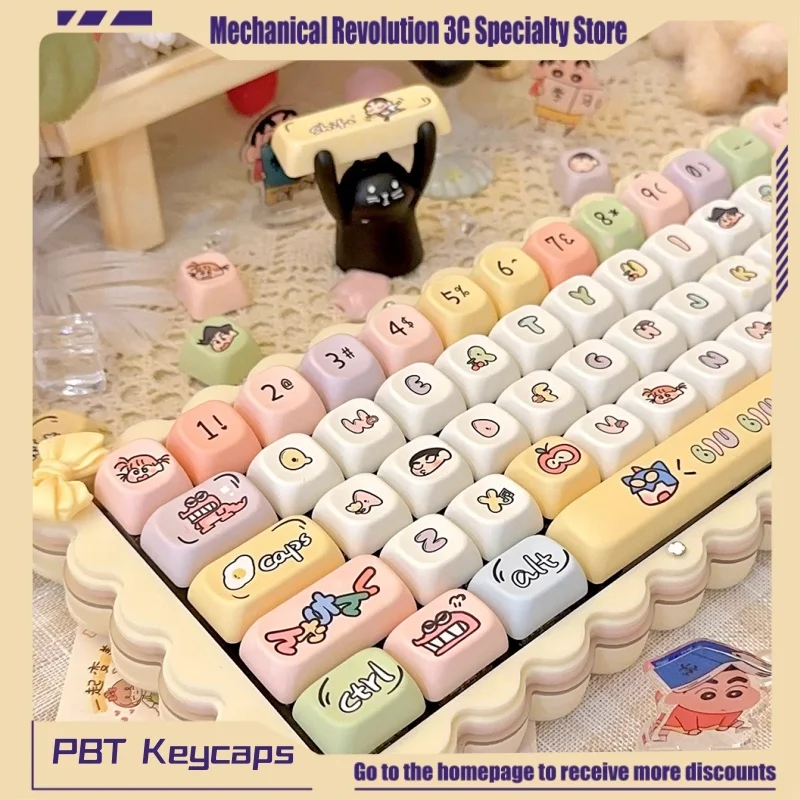 New 130 Keys Cute Candy Color Keycaps Eoa Profile Pbt Cap Cartoon Gaming Mechanical Keyboard Accessories Anime Peripheral Gifts