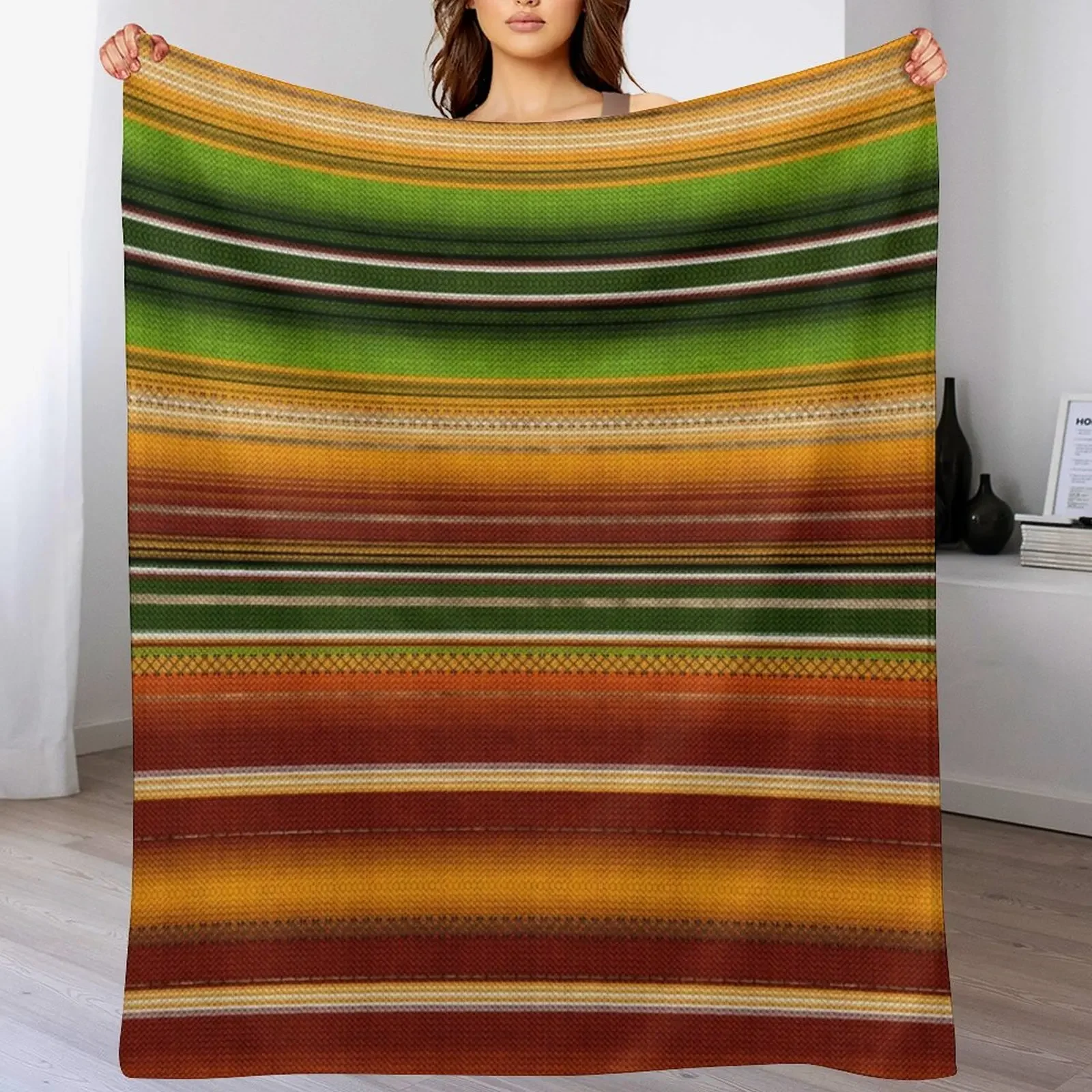 

Mexican serape #1 Throw Blanket Stain Resistant Cozy Warm Blanket