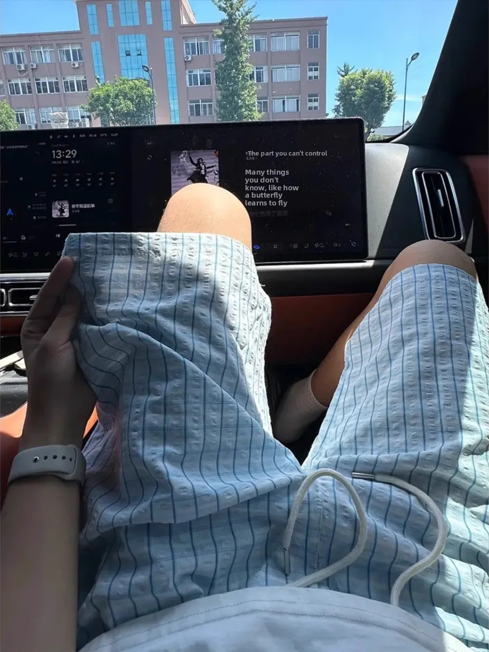 

Мужские шорты из ледяного шелка в клетку, летние, тонкие, быстросохнущие, повседневные, с текстурой Bubble Cloth, прямого кроя, средней посадки, длиной до колена