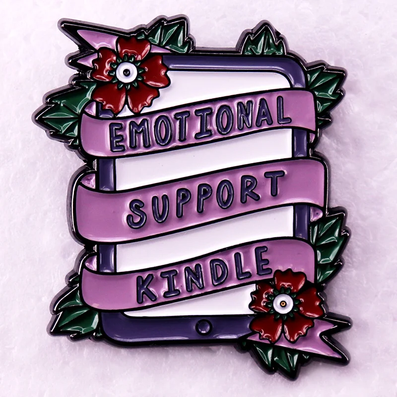 Emotional Support Kindle Badge Enamel Pin Book Lover Bookish Gifts Brooch Jewelry Backpack Decorate