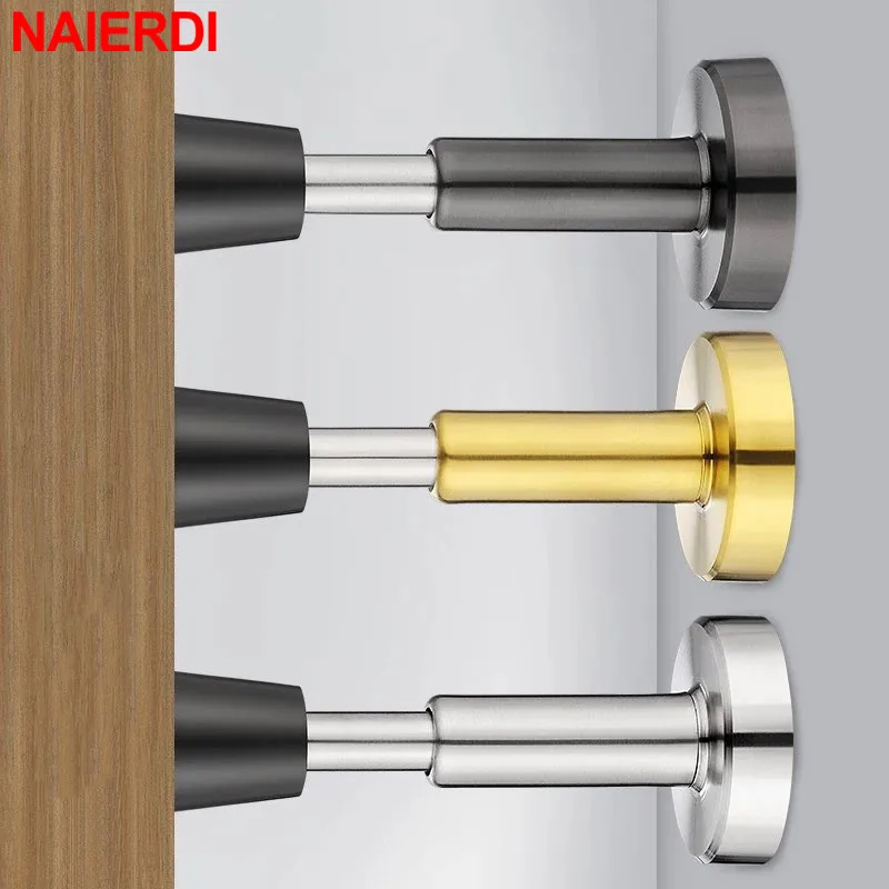 NAIERDI Hydraulic Buffer Door Stopper Stainless Steel Door Stop Wall Mount Mute Nail-free Door Holder Door Touch Door Hardware images - 6