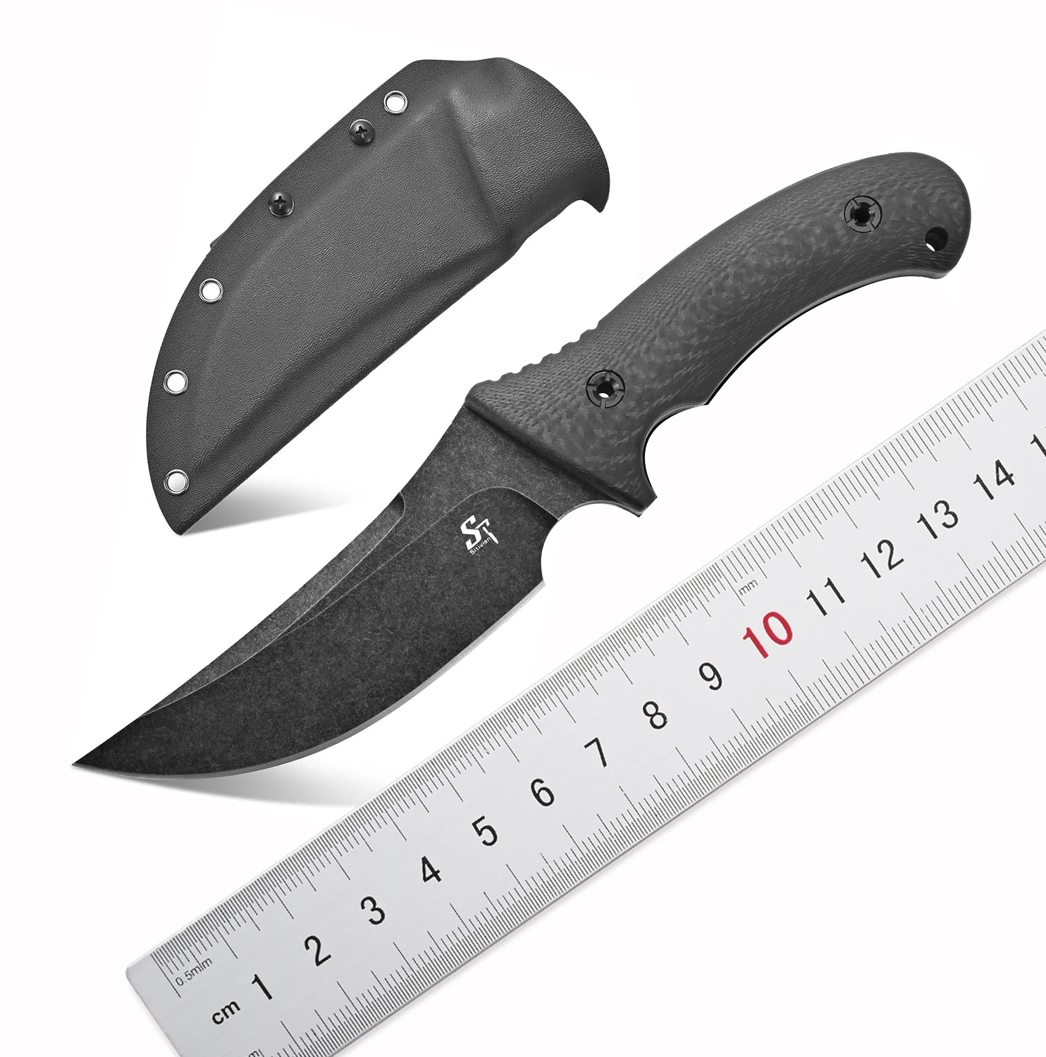 

Sitivien ST31 Fixed Blade Knife N690 Black Stonewashed Steel Blade G10 Handle Full Tang EDC Straight Knife for Outdoor Working