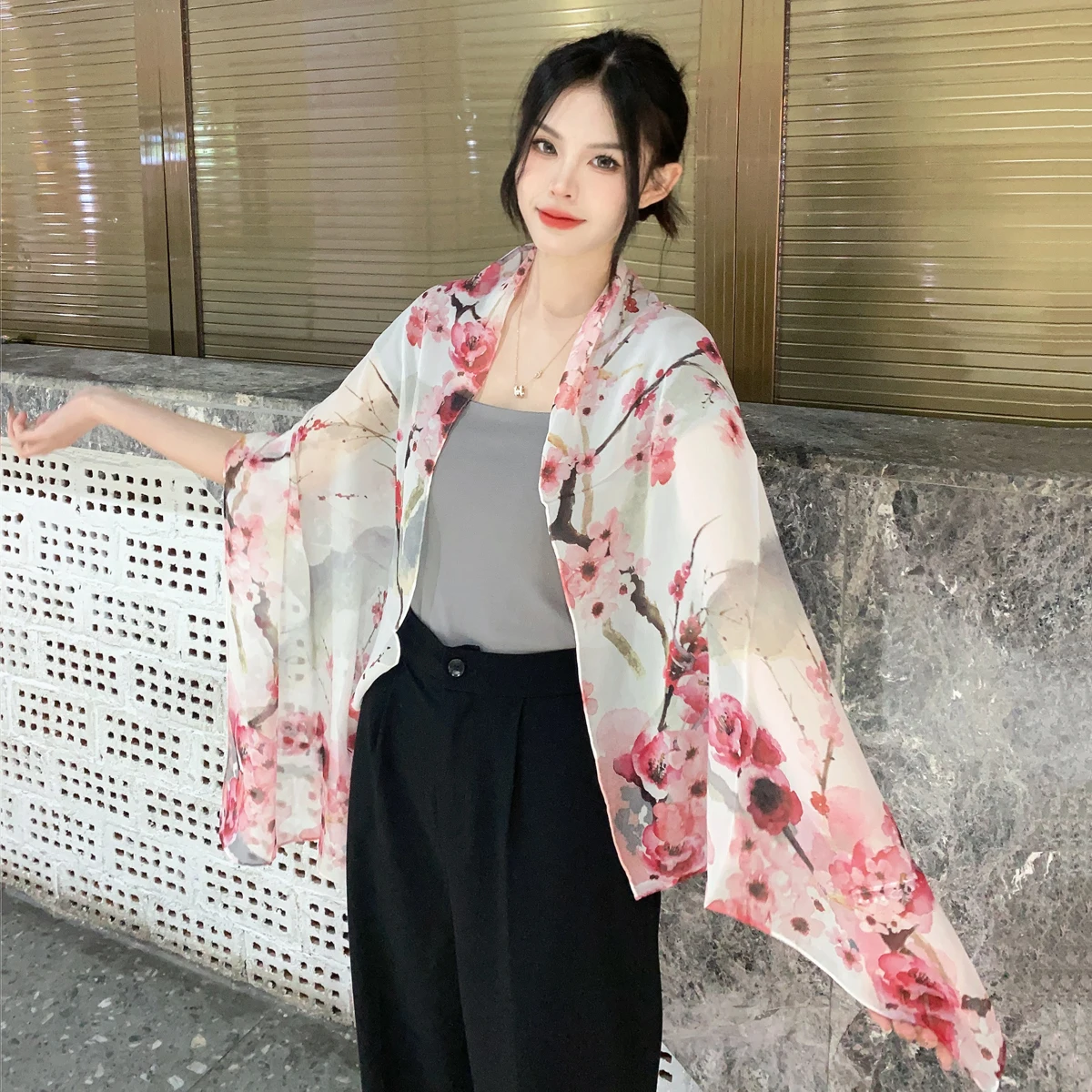 pure-silk-scarf-women's-floral-pattern-long-rectangle-awl-thin-silk-face-scarf-gift-box-plum-blossom-design-spring-autumn-use