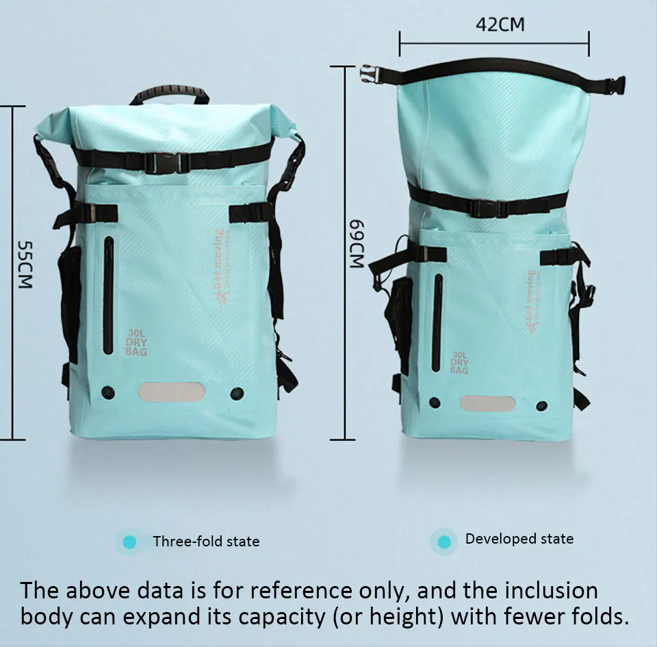 30L Trockentasche mit großem Fassungsvermögen, Trocken- und Nasstrennung, wasserdichter Schwimmrucksack für Reisen/Wassersport/Wandern, Aufbewahrungstasche – Detail 16