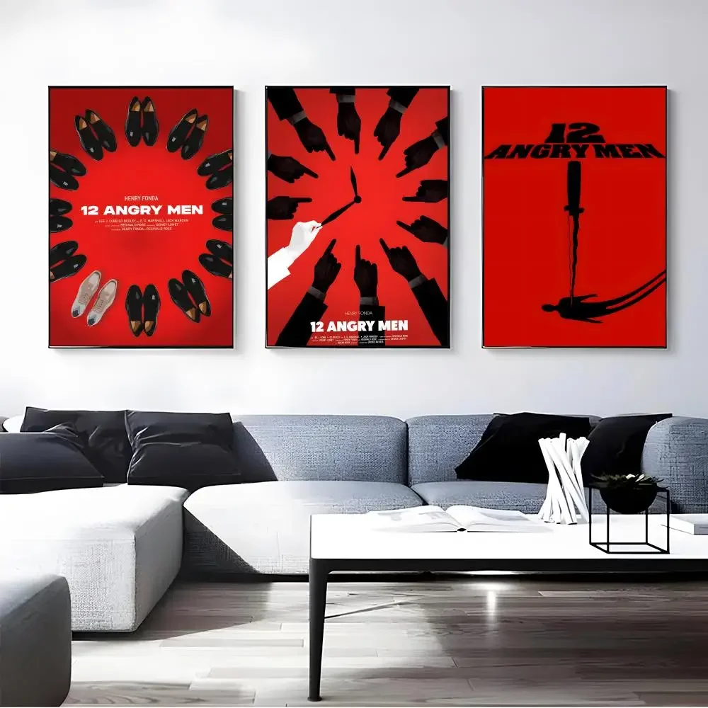 Movie 12 Angry Men Poster Self-adhesive Art Waterproof Paper Sticker Coffee House Bar Room Wall Decor
