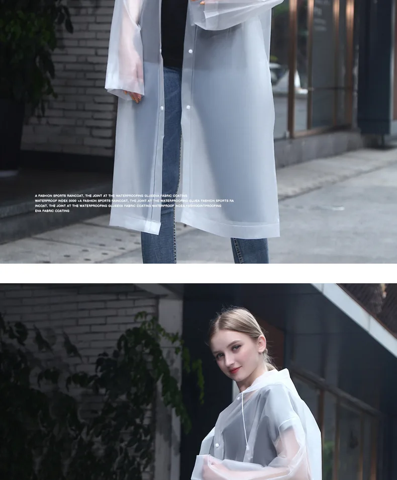 Regenmantel, verdickt, transparent, für Erwachsene, Herren und Damen, EVA-Regenmantel, Einweg-Poncho, Driften, Reisen, Outdoor-Produkte – Detail 15