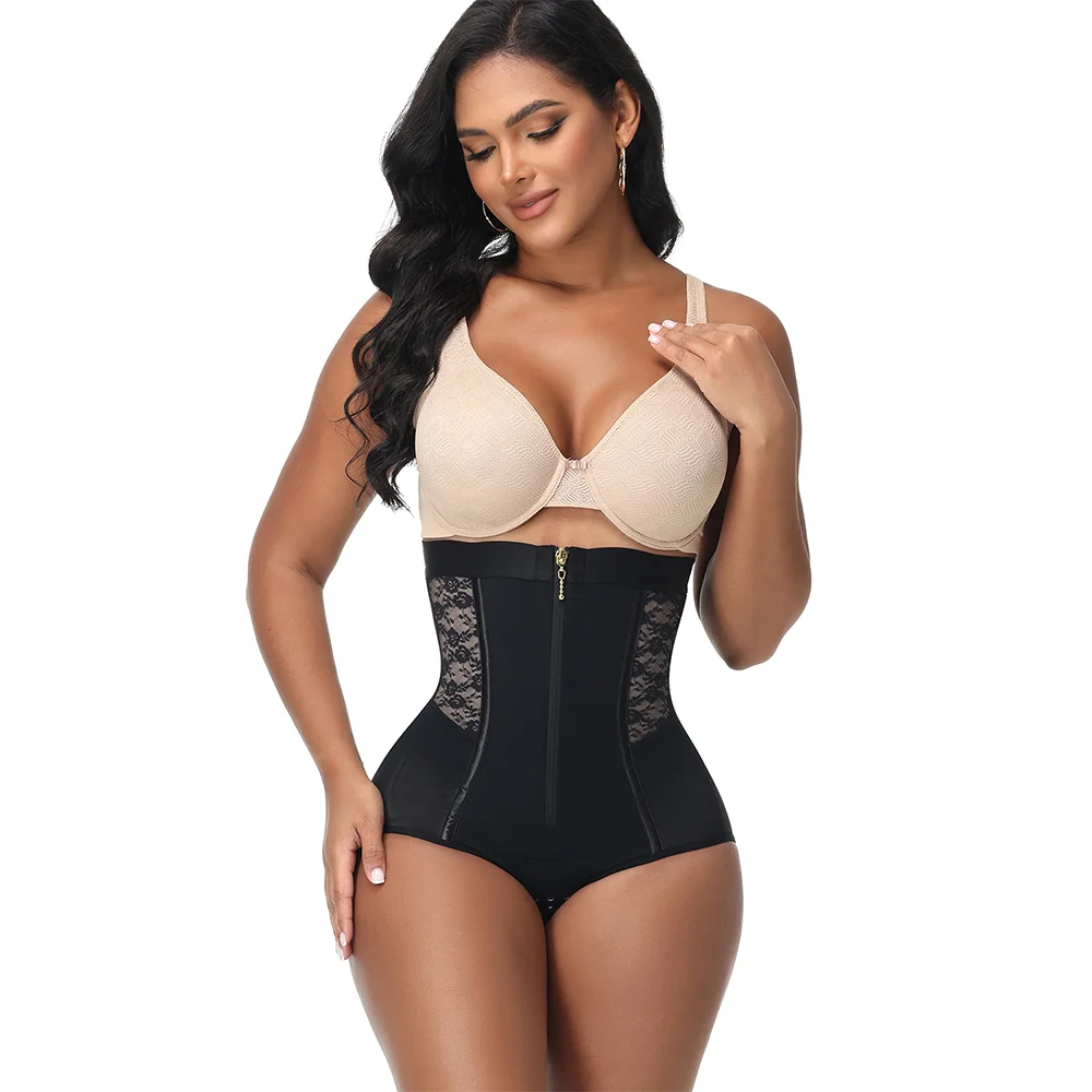 Women High Compression Hip Enhancer Shorts Front Zipper Shapewear Tummy Control Butt Lifter Postpartum Fajas Briefs