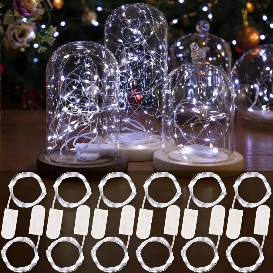 

12 Pack LED White Fairy Lights Battery Operated 7ft 20LED Mini Fairy String Lights Mason Jar Lights Waterproof Firefly Starry L