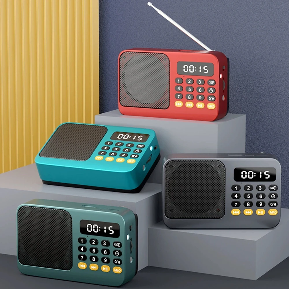 Radio FM portátil con linterna, Radio recargable, tarjeta TF/disco U, Bluetooth 5,0, reproductor de música MP3, altavoz inalámbrico