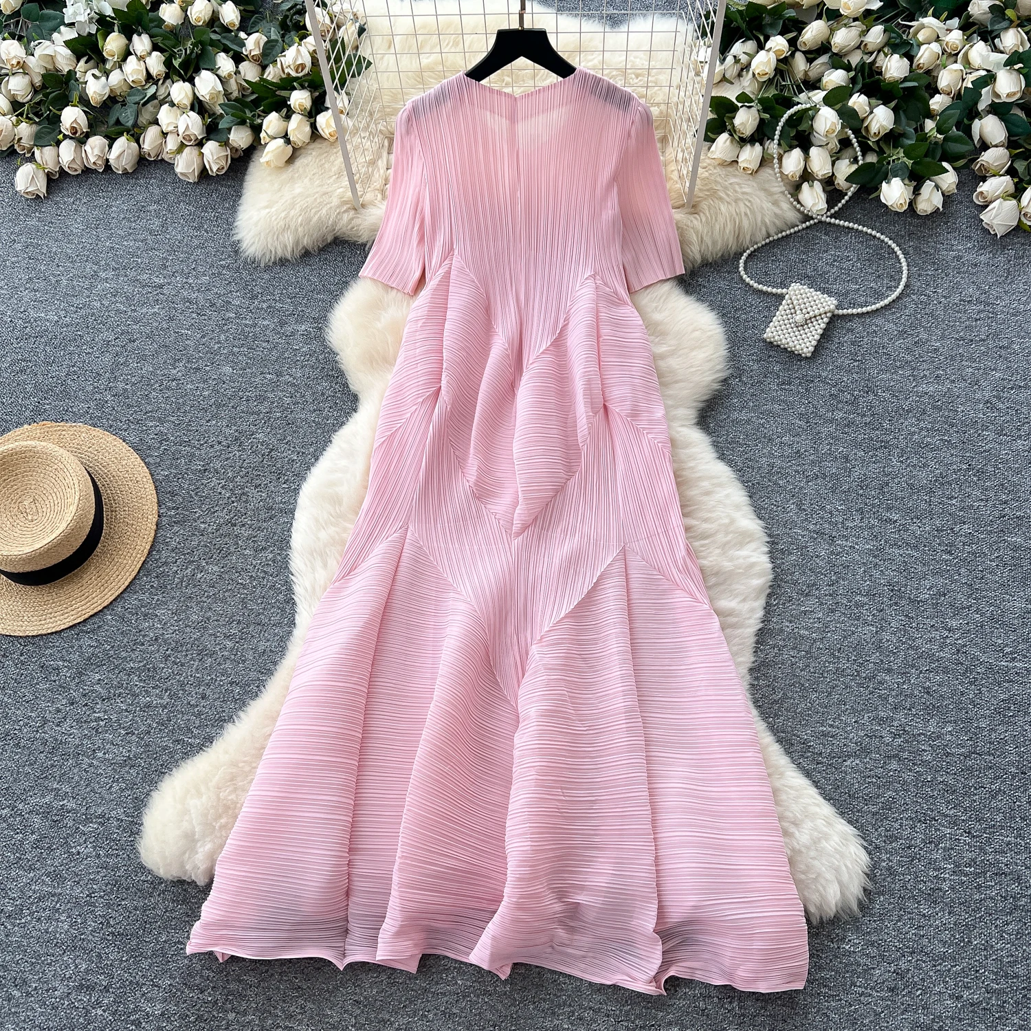 Chic vintage asymmetrical V-Neck loose Elegant Fairy korean fashion Boho Sundress Beach women clothing