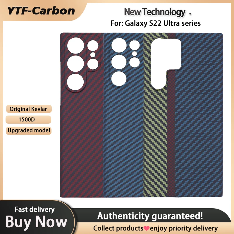 

Чехол из углеродного волокна YTF-Carbon для Samsung Galaxy s22Ultra, защита объектива, арамидное волокно, защита от падения Galaxy S22 Plus, чехол