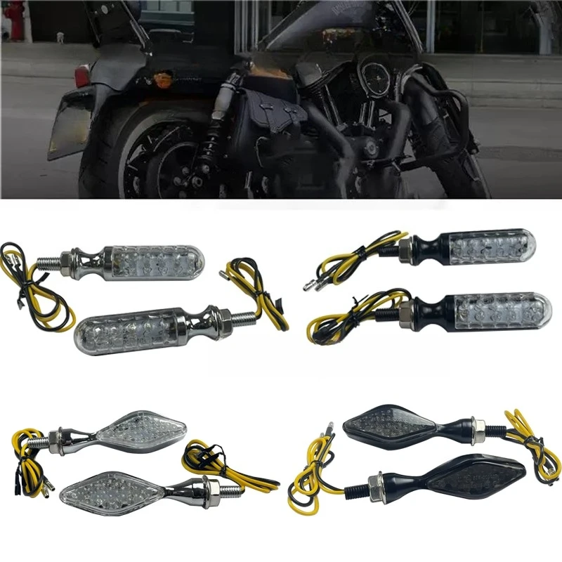 

Motorcycle Universal LED Turn Signals Lamp Amber Indicator Light 1 Pair 12V Mini Moto Yellow Turn Singal Lamp for Harley Cruiser