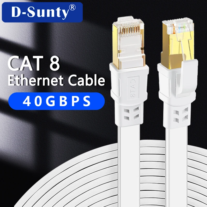 D-Sunty Cat 8 Ethernet Cable Lan Cable RJ45 Network Shielded Patch Cable 5m 10m 15m For Modem Router Cat 8 Cable Ethernet