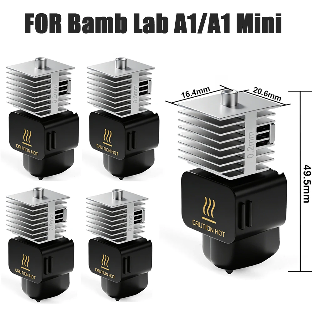 

Модернизированный комплект хотэнда для Bamb Lab A1/A1 Mini: высокоскоростная сборка хотэнда с соплами из закаленной стали 0.2/0.4/0.6/0.8 мм, запчасть для 3D-принтера