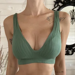 Soutien-gorge d'allaitement en coton pour femmes enceintes, vêtements de grossesse, pour dormir, décolleté en V profond