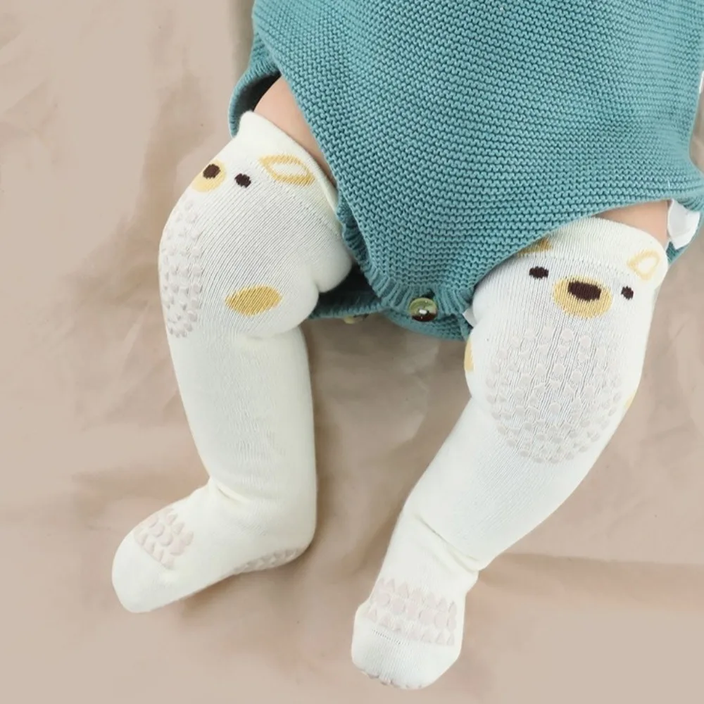 2 pairs Cartoon Animal Baby Knee Pads Socks Anti Slip Knee High Newborn Long Socks Cute Crawling Safety Floor Stockings