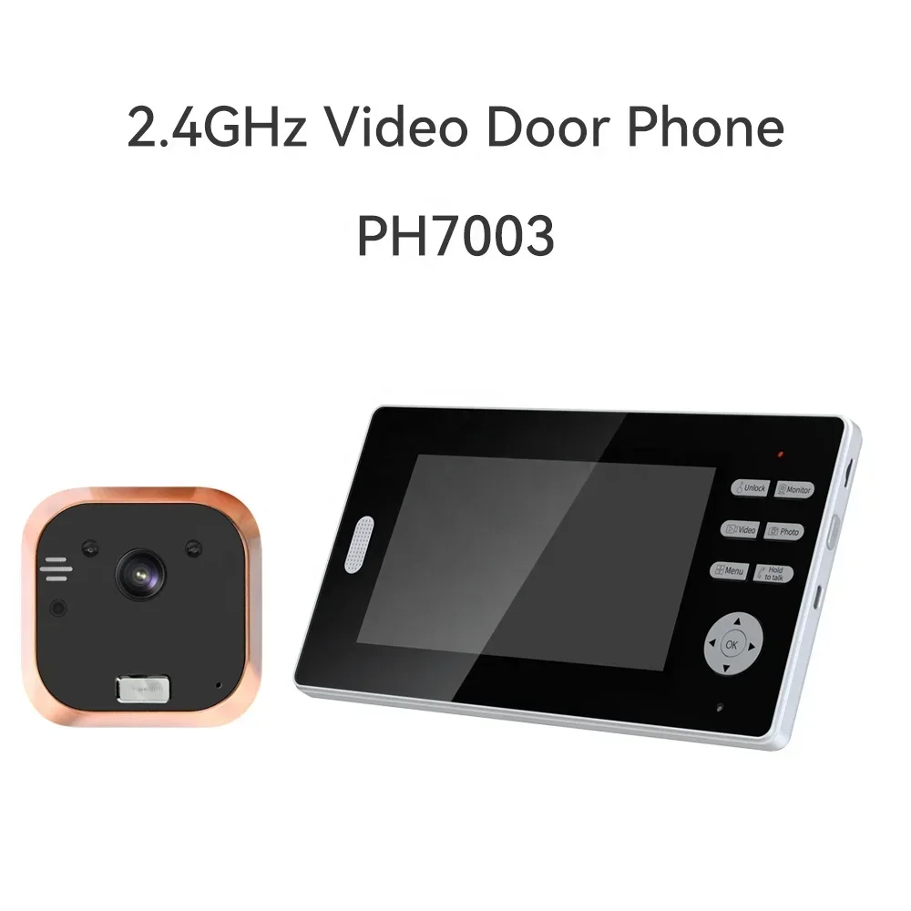 Digital wireless peephole door viewer with 120 degree wide angle camera night vision battery for home security 7 inch 2.4ghz