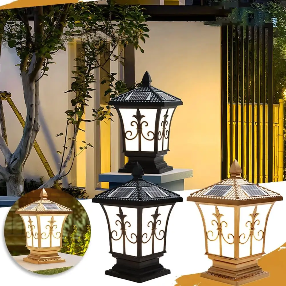 Solar LED Light Outdoor Garden Decoration Column Lamp Waterproof Street Garland Lawn Lamp Exterior Patio Pillar Light