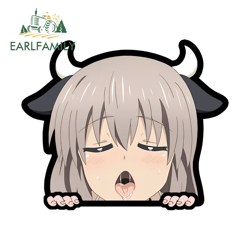 

EARLFAMILY Cow Waifu Peeker Fine Decals Attractive Creative Computer Cooler Decal Practical High Quality Accesorios Para Auto