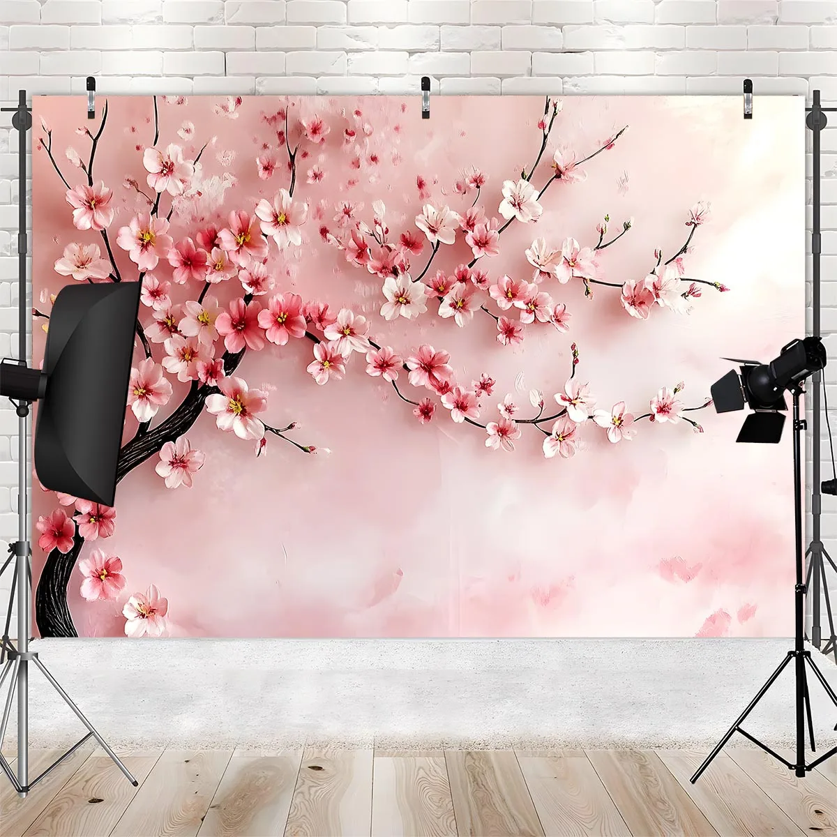 علم خلفية زهر الكرز واحد، ديكور حائط، مناسب للاستوديوهات وأعياد الميلاد والذكرى السنوية وحفلات الزفاف
