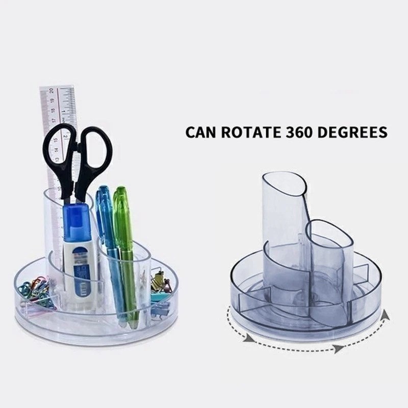 Retail Acrylic 360 Rotating Pen Holder Makeup Turntable Storage Center Multi-Functional Desktop Organizer For Home Office